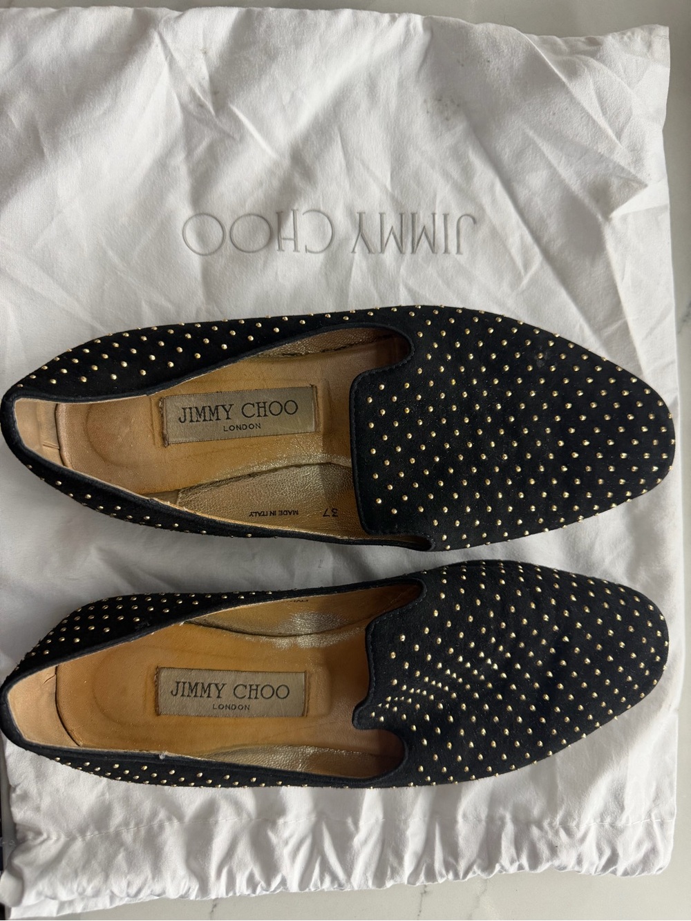 Jimmy Choo Black Velvet Studded Women's Loafers